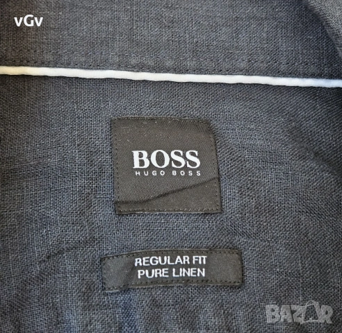 Мъжка ленена риза  Hugo Boss - M, снимка 3 - Ризи - 55081061