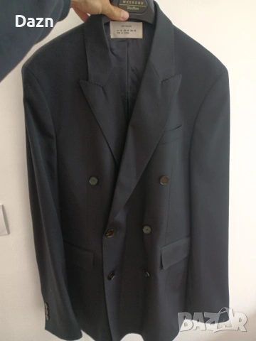 Чисто ново тъмно синьо двуредо сако Zara Origin