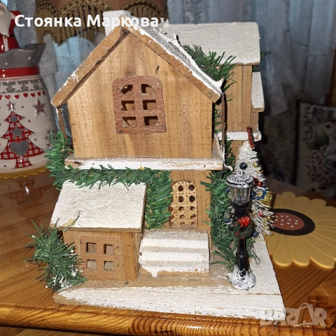 Декоративна дървена къща-ръчна изработка, снимка 8 - Декорация за дома - 54930113