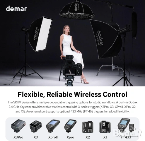 Godox SK400III-V 400Ws студийна светкавица-стробоскоп, GN65 5700K, 10W, снимка 4 - Светкавици, студийно осветление - 54690245