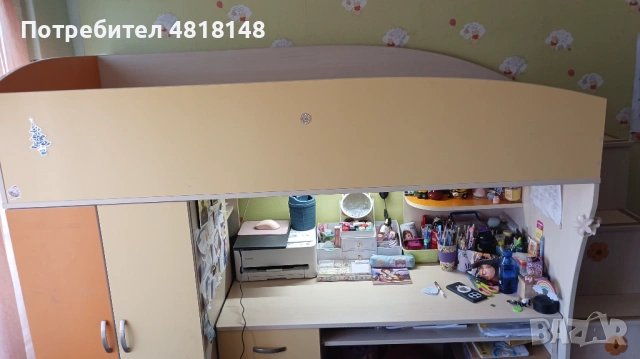 Продавам легло на втори етаж с гардероб и бюро, снимка 3 - Бюра - 54429044