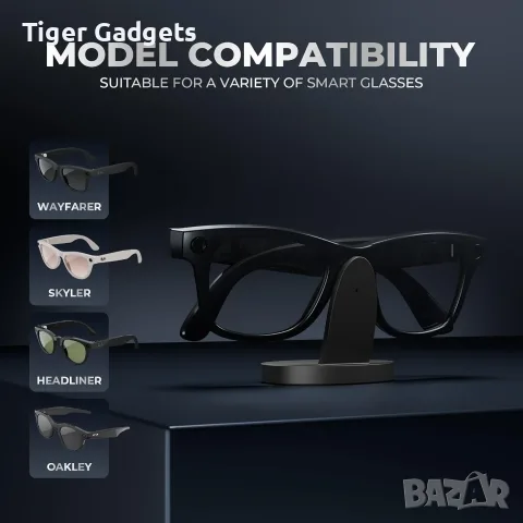 Зарядна станция за Ray-Ban Meta AI Smart Glasses, USB-C, LED, Wayfarer, Skyler, снимка 2 - Друга електроника - 55300415