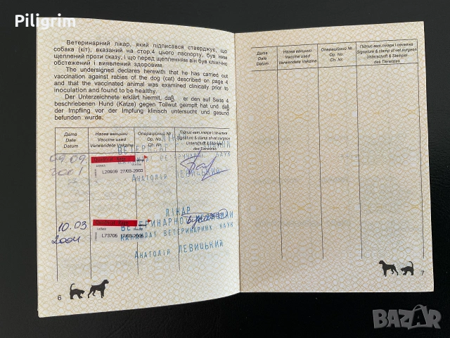Международен ветеринарен паспорт на Украйна за домашни любимци., снимка 4 - Антикварни и старинни предмети - 55172150