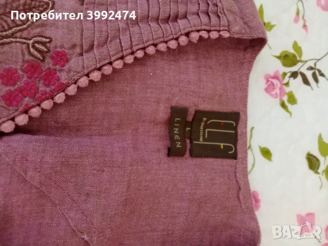 Дамска туника, с бродерия, 100% лен, снимка 3 - Туники - 55455316