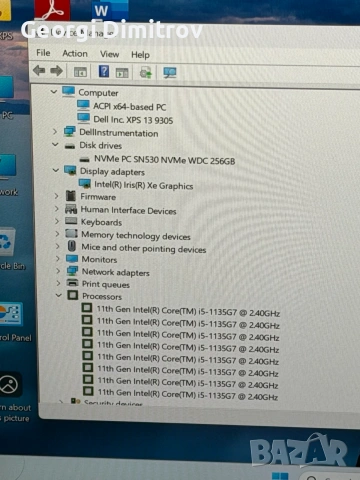 Dell XPS 13 9305 Intel i5-1135G7/8RAM/256GB NVMe/Intel Iris XE/Full HD/отличен, снимка 5 - Лаптопи за работа - 54984050
