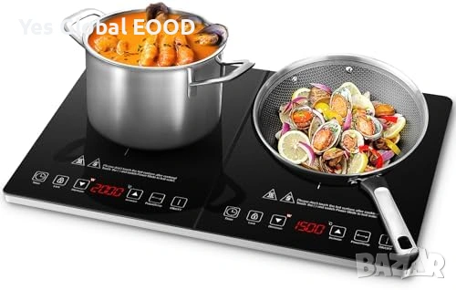 Двоен индукционен котлон AMZCHEF 3500W таймер