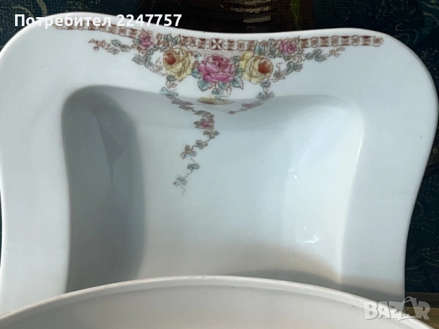 Терин с квадратна чиния порцелан, снимка 9 - Антикварни и старинни предмети - 54179609