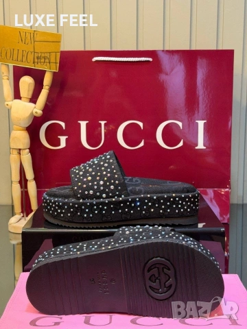 Gucci ⚜️Дамски Чехли с Камъни , снимка 2 - Чехли - 54259978