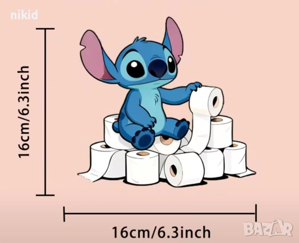 Стич Stitch ролки хартия стикер лепенка за стена мебел или тоалетна чиния за капака и автомобил авто, снимка 2 - Други - 54102965