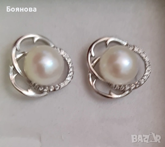 Нежни сребърни обеци с естествени перли , снимка 10 - Обеци - 39683262