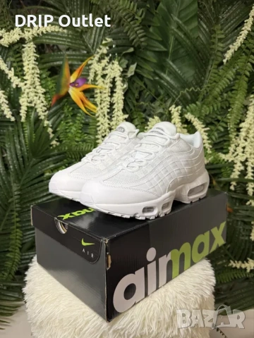 !НОВИ! Nike Air Max 95 | Triple White | + КУТИЯ, снимка 3 - Маратонки - 54167426