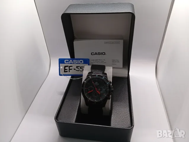 █▬█ █ ▀█▀ 🛍️ CASIO EDIFICE EF-552 Мъжки японски черен часовник специален цвят червени елементи