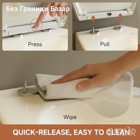 Нова Бяла тоалетна седалка Soft Close UF универсална O Shape антибактериална за баня wc, снимка 4 - Други стоки за дома - 54468391