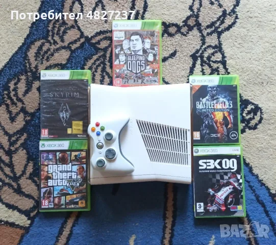Xbox 360 с игри и контролер 