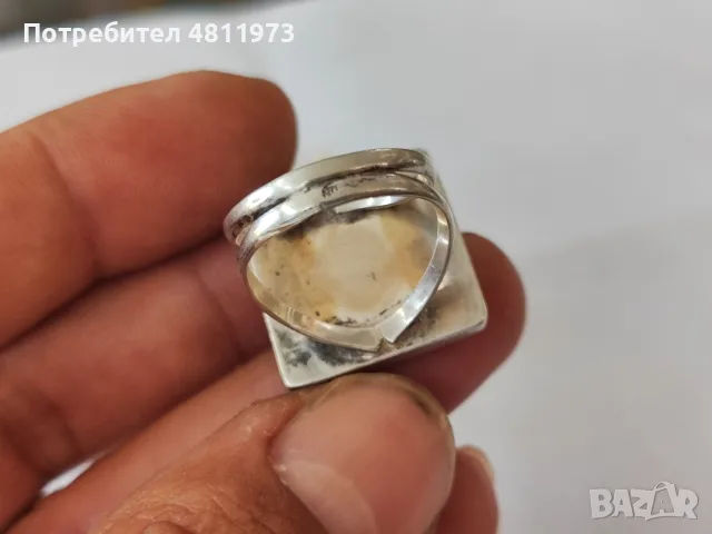 Сребърен пръстен със седеф и тюркоаз 950, снимка 3 - Пръстени - 55558054