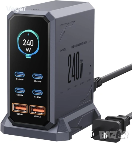 ASOMETECH 240W GaN Зарядна Станция