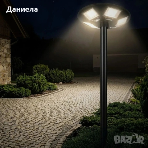Соларна LED градинска лампа 360° - Сензор за движение, дистанционно управление и соларен панел, снимка 4 - Лед осветление - 55105795