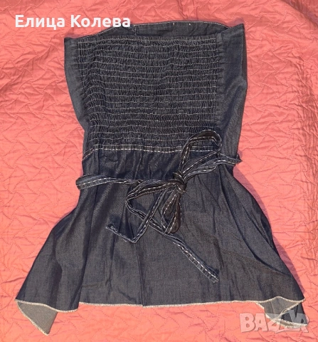 Lucy размер М дънков топ, снимка 2 - Корсети, бюстиета, топове - 54315321