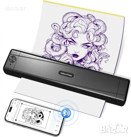Портативен принтер за татуировки пренос на татуси с Bluetooth и USB, за шаблони и печат