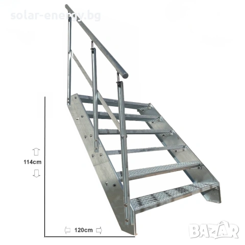 Метално стълбище с площадка 6 стъпала | За монтаж към стена | Поцинковано, снимка 4 - Други - 54235630