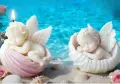 4 вида 3D Бебе дете в раковина цветя силиконов молд форма фондан шоколад смола свещ декор, снимка 4