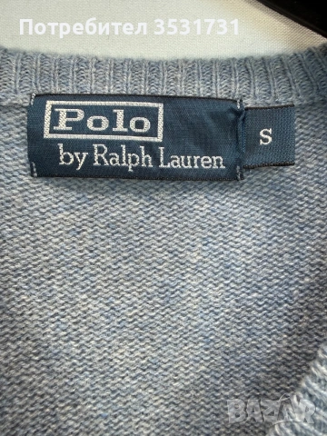 Polo Ralph Lauren светло син вълнен мъжки пуловер размер S, снимка 2 - Пуловери - 54978058