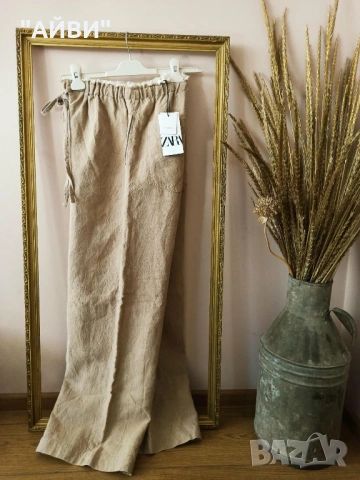 ZARA Дамски панталон от лен, снимка 8 - Панталони - 54003868