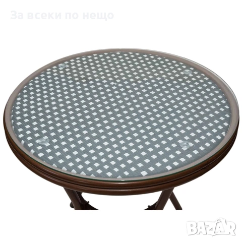 Градински комплект – маса с 2 стола, Френски стил- кафяв и бял PVC ратан Код P2801, снимка 2 - Градински мебели, декорация  - 55227771