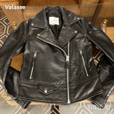 Естествена кожа байкър яке XS Mango в отлично състояние, снимка 8 - Якета - 54683517