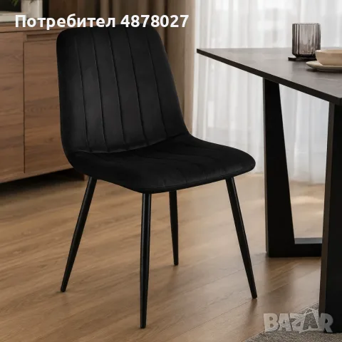Кадифени трапезни столове с метални крака, до 120 кг, снимка 13 - Столове - 55328935