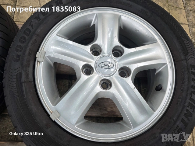 Лети джанти 15ки 5х114.3 Hyundai + летни гуми 185/65/15, снимка 7 - Гуми и джанти - 55289196