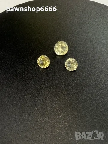 Комплект 3 естествени цитрина – общо 2,15 ct – кръгъл брилянтен, снимка 7 - Бижутерийни комплекти - 55483477