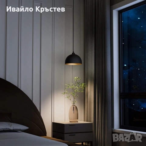 Модерна индустриална висяща лампа 2 бр. винтидж Ø30см E27 – Черно Злато, снимка 3 - Полилеи - 54986174