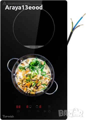 Индукционен плот TOPWISH с 2 зони, 3500W, Boost функция и Touch управление
