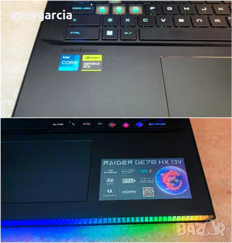  NVIDIA RTX 4070 8GB/Intel Core i7-13700HX/16GB RAM/1TB SSD NVMe/17.3 QHD IPS 240hz/MSI Raider GE78, снимка 14 - Лаптопи за игри - 53889096