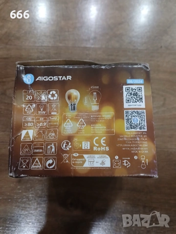 6 броя LED крушка Aigostar E27 Vintage 35 W 2200к, снимка 9 - Друга електроника - 54633689