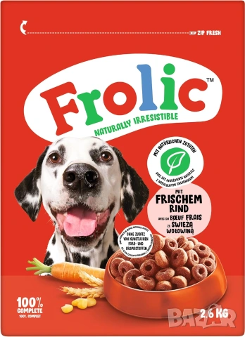 Качествена Деликатесна Храна за кучета FROLIC с Говеждо 2.6кг / 11 евро
