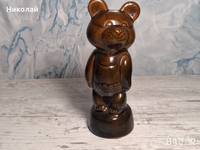 Съветска Руска Керамична Фигура Мечето Миша Олимпиада Москва 80