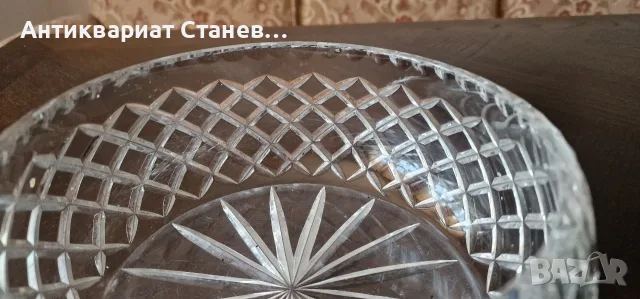 Масивна голяма кристална купа - 1,2 кг кристал, снимка 4 - Декорация за дома - 55304641