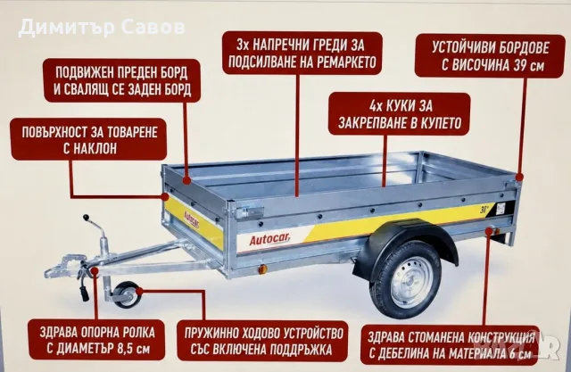Туристическо, самосвално ремарке AUTOCAR TANK 210 до 750kg., снимка 15 - Ремаркета - 55360430