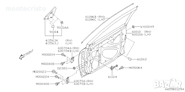 Лайстна предна лява колонка Subaru Outback BT (2019-2023г.) лайсна 65250AN030, снимка 5 - Части - 54375080