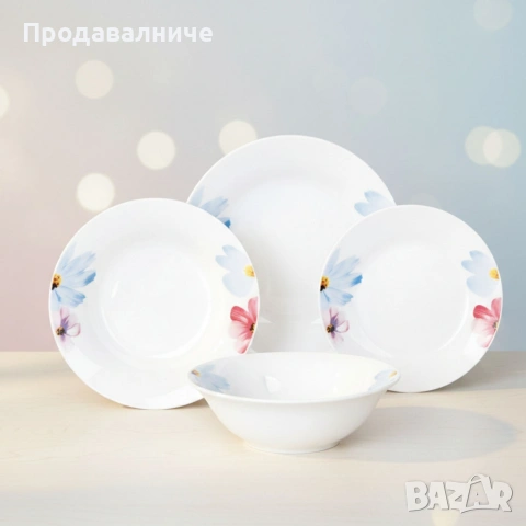 Комплект чинии 24 части с нежни цветя – Свежест и стил за всяка трапеза, снимка 4 - Сервизи - 54226678