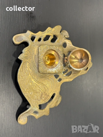 Стара бронзова мастилница. №8065, снимка 4 - Колекции - 54051676