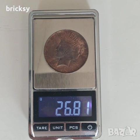 USA 1 Dollar 1923 Peace Dollar • Сребро .900 • патина, снимка 7 - Нумизматика и бонистика - 54823578