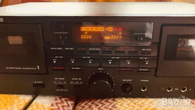 Двукасетачен  дек TASCAM 202 MK -3 . Запис в двете посоки , авто реверс . 
