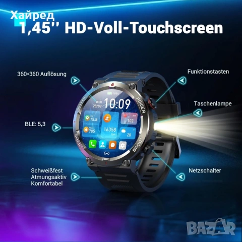 НОВ МЪЖКИ СМАРТ ЧАСОВНИК BLACKVIEW W50, снимка 2 - Смарт часовници - 54305819