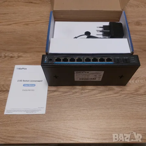 Нов 10-портов 2.5G Суич GiGaPlus (8 x 2.5G RJ45 + 2 x 10G SFP+) Метален / Безшумен