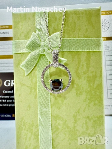 Сребърно колие с мойсанит (Диамант) 1 карат, снимка 8 - Колиета, медальони, синджири - 53990710