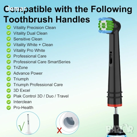 Комплект от 16 резервни глави за четка за зъби Oral B, черни, снимка 6 - Други - 54106300