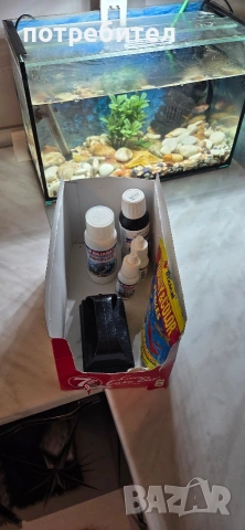 Напълно оборудван аквариум с рибки и аксесоари, снимка 3 - Аквариуми - 53957093